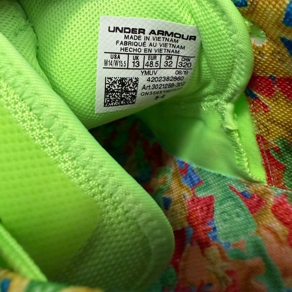 Under Armour Curry 7 “Sour Patch” 3021258-302 Men Size 14 - Picture 7 of 8